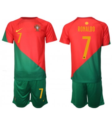 Portugal Cristiano Ronaldo #7 Hjemmedraktsett Barn VM 2022 Kortermet (+ Korte bukser)